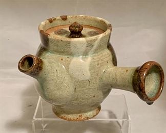 $40 - Ceramic samba teapot, 5.5" H x 7.5" W with handle