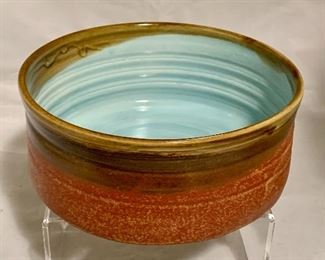 $40 - Signed studio pottery bowl, 3" H x 7" W