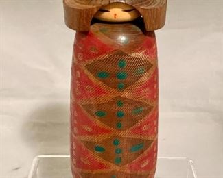 $25 - Signed, Kokeshi doll; 7.5" H x 2.5" W