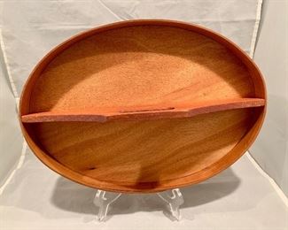 $95 - Wooden Oval Tray with Handle, 14" x 10" 