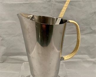 $60 - Steel Barware Pitcher and Stirrer, 7.25" H x 7" W spout to handle. 