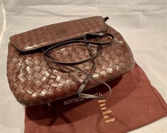 $225; Bottega Veneta Woven Leather crossbody bag  , 10" W x 8" H