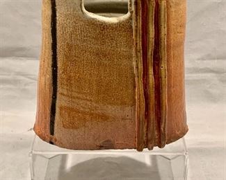 $120 - Studio ceramic  slab vase, 6.5" H 