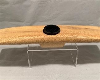 $50; Ikebana flower arrangement base, signed; 2" H x 15" W x 3" D