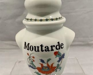 $25; Porcelaine de Paris Mustard Pot with Lid, 5" H x 4" W