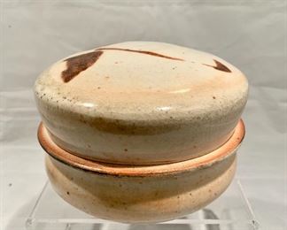 $30; Studio pottery covered trinket box; 4" H x 5" W