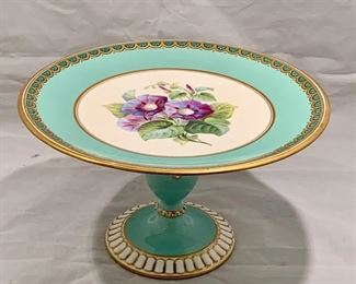 $20; Morning Glory Pedestal Cake Plate; 9" diameter, 5" H