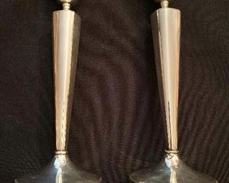 $140 - Pair of Tall Fisher Weighted Sterling Silver Candlesticks, 10" H, 3.75" bases  