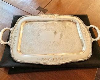 $50 - Silver plate serving tray with handles