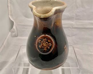 $40 - Pottery pitcher with turtle - 5"H x 4.5" W
