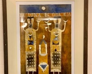 $120 - Signed and numbered lithograph," La Luna es Toda Mia", 26” H x 21” W