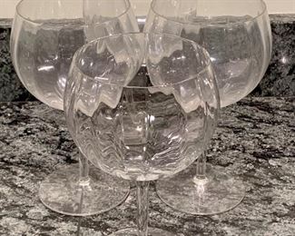 $40; Set of 4 optic globe wine goblets; unsigned