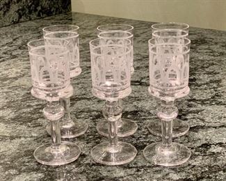 $48; Lot of 6 cut crystal cordials; approx 4.5" high