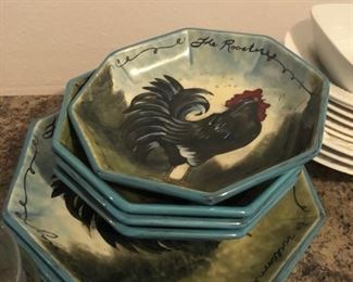 rooster blue plates