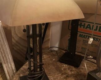 Pair of wrought iron lamps - mission style - industrial