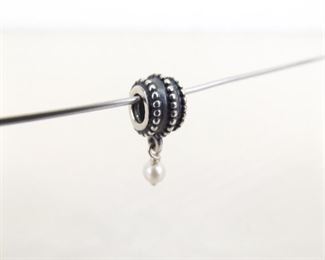 Authentic PANDORA #790132P Beveled White Pearl Charm Bead
