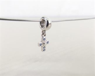 Authentic PANDORA #790355CZB Blue Holy Cross Dangle Charm Bead
