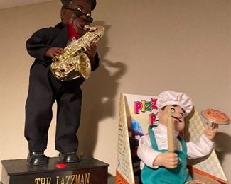 The Jazzman doll (plays sax & dances); Pizza Papa toy