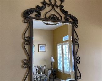 wrought iron beveled mirror