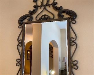 Wrought iron beveled mirror