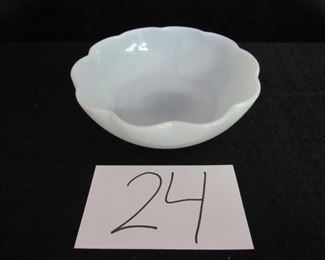 Fluted edge vintage milk glass bowl