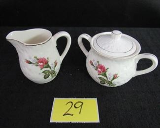 Vintage pink floral sugar & creamer