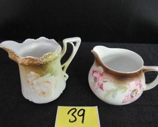 Pair vintage floral creamers