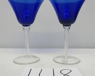 Hand blown cobalt blue glass stemware