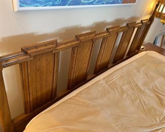 Mid Century Drexel King Head Board with Simmons Beauty Rest Mattress & Matching Box Spring and Bedding