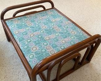 Brown Jordan Rattan Mid Century Bamboo Ottoman