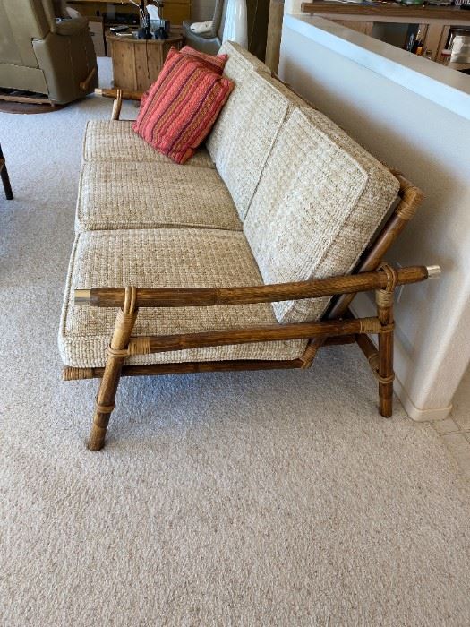 Rare Campaign Sofa by John Wisner for Ficks Reed, Circa 1954