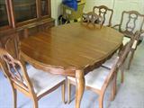Bassett Furniture Dining Room Set, Table, leafs, Six chairs, China and Buffet