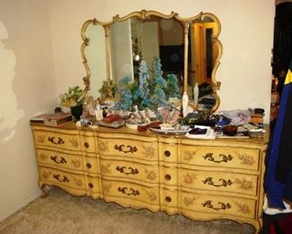 Ornate French Provincial Dresser and Mirror