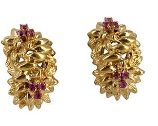 Ruby and 18K Gold Earrings