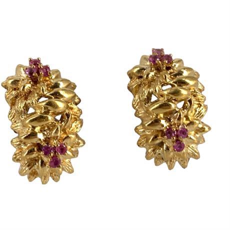 Ruby and 18K Gold Earrings