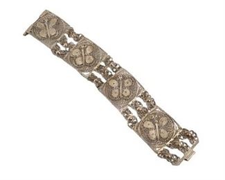 Sterling Silver Vintage Panel Bracelet