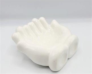 Disney Treasure Craft Mickey Mouse Hands White Ceramic Dish