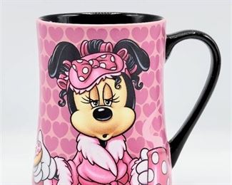 Disney Parks Minnie Mouse "Mornings Aren't Pretty" Pink Ceramic Coffee Mug Cup