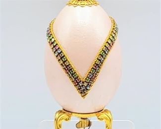 Signed Jeweled Pink Musical Egg Trinket Box - Plays Lara's Theme