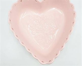 Longaberger Pottery Sweetest Heart Pink Dish