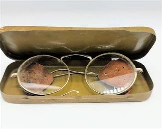 Vintage Willson Goggles with Leather Side Shields in Original Tin Case