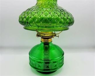 Emerald Green Glass Eagle Oil Lamp