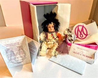 Marie Osmond Fine Collectible Dolls "Mato Tiny Tot" with Certificate of Authenticity and a Doll Necklace for You!