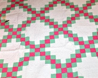 Beautiful Pink and Mint Diamond Pattern Quilt Measures 72" x 79"