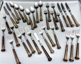 Vintage 1970's Silverware Lot by Oxford Hall Stainless Steel Flatware, Plastic Handle Fashionware made in Japan Pat. 238, 848