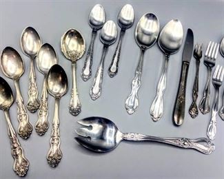 (5) American Silver Moselle Spoons pat. 04.10.06, Tudor Stainless, Utica Stainless, 1847 Rogers Bros., Stainless By Oneida Deluxe, Oneida Ltd. Crown Center Hotel, Rogers Stainless Korea, Superior Stainless USA, MASCO Stainless Japan