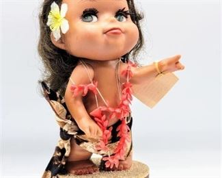 Hawaiian Doll Revolving Music Box - Plays Pearly Shells