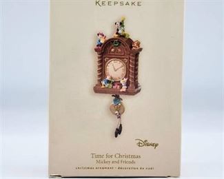 Hallmark Keepsake Disney Ornament Time For Christmas Mickey and Friends with Magic Features Motion, Handcrafted Dated 2007