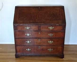 Georgian Slant Front Bureau with Fitted Interior and original Key for Secret Compartment. English. c. 1790. Discounted price $2000
