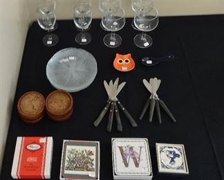 Vintage Coasters, Knives, Plates, Glasses, Ceramics